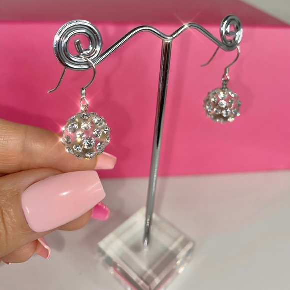 Crystal Acrylic Dangle Drop Earrings For Women, Elegant Ball Drop Earrings - Picture 4 of 4
